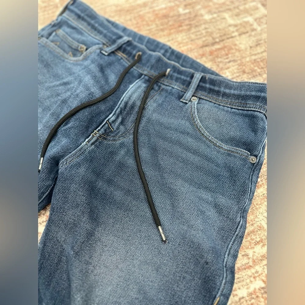 True Religion Twisted Dean Slim Blue Drawstring Denim Jeans Men's Size 31x30